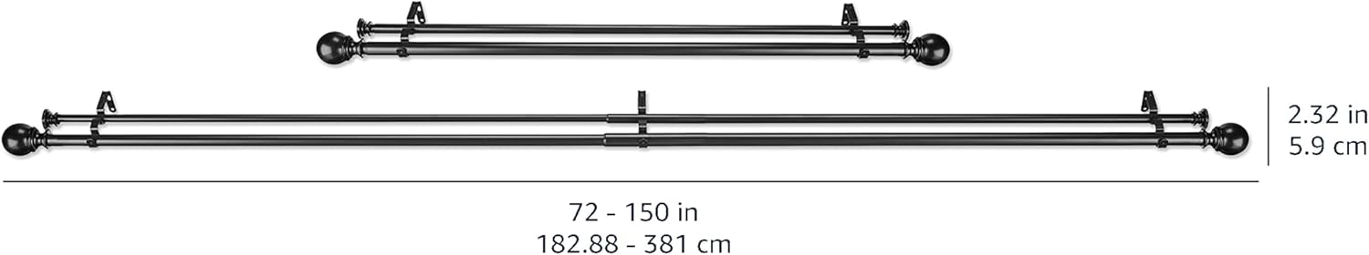 Tienda Basics – Cortinero de 1 pulgada  2.54 cm. con remates redondos en los extremos.