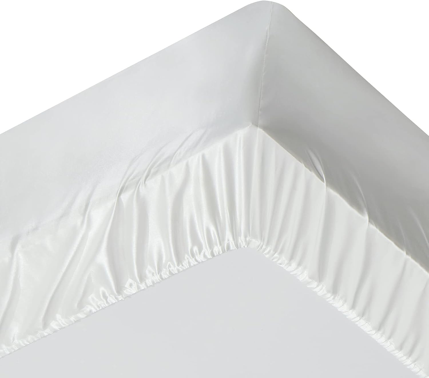 Juego de sábanas de satén de 7 piezas tamaño Queen, juego de sábanas de satén sedoso blanco marfil con 1 sábana bajera de bolsillo profundo, 1