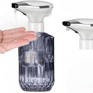 Dispensador automático de jabón líquido de 15.2 fl oz (gris transparente) botella de reemplazo de la bomba sin contacto dispensador de jabón de Dispensador automático de jabón líquido de 15.2 fl oz (gris transparente) botella de reemplazo de la bomba sin contacto dispensador de jabón de