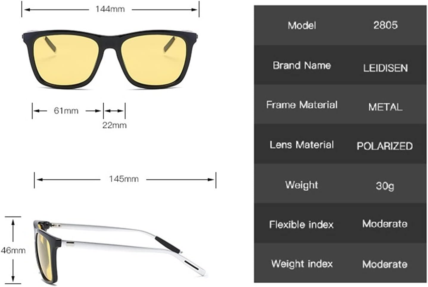 Gafas de visión nocturna para conducir, polarizadas antirreflejos, UV400, visión nocturna, gafas amarillas de seguridad para hombres y mujeres a la