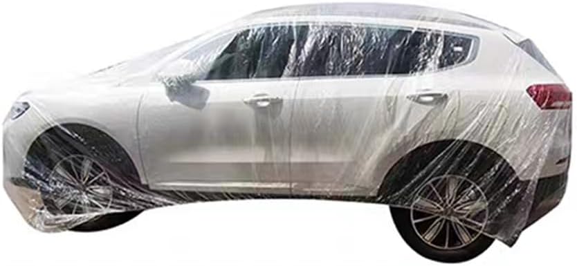 3 piezas de fundas desechables para automóvil, cubierta universal de plástico transparente para automóvil, lluvia, polvo, garaje con banda elástica,