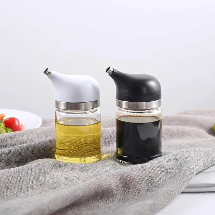 Botella dispensadora de aceite, dispensador de aceite de vidrio de 3.4 fl oz industrial con infusor para cocina (BLANCO)