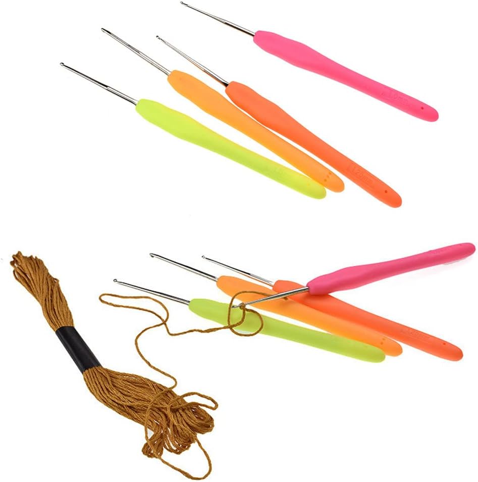 Juego de 10 ganchos de ganchillo de tamaño pequeño, asas de goma ergonómicas de agarre suave, kits de ganchillo de tamaño completo, herramientas de