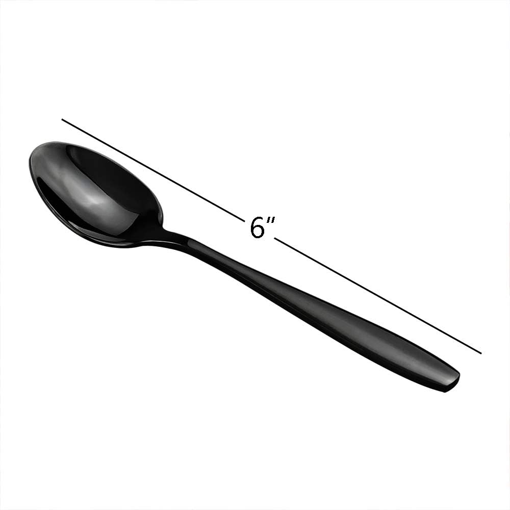 12 cucharaditas negras, cucharas pequeñas de acero inoxidable