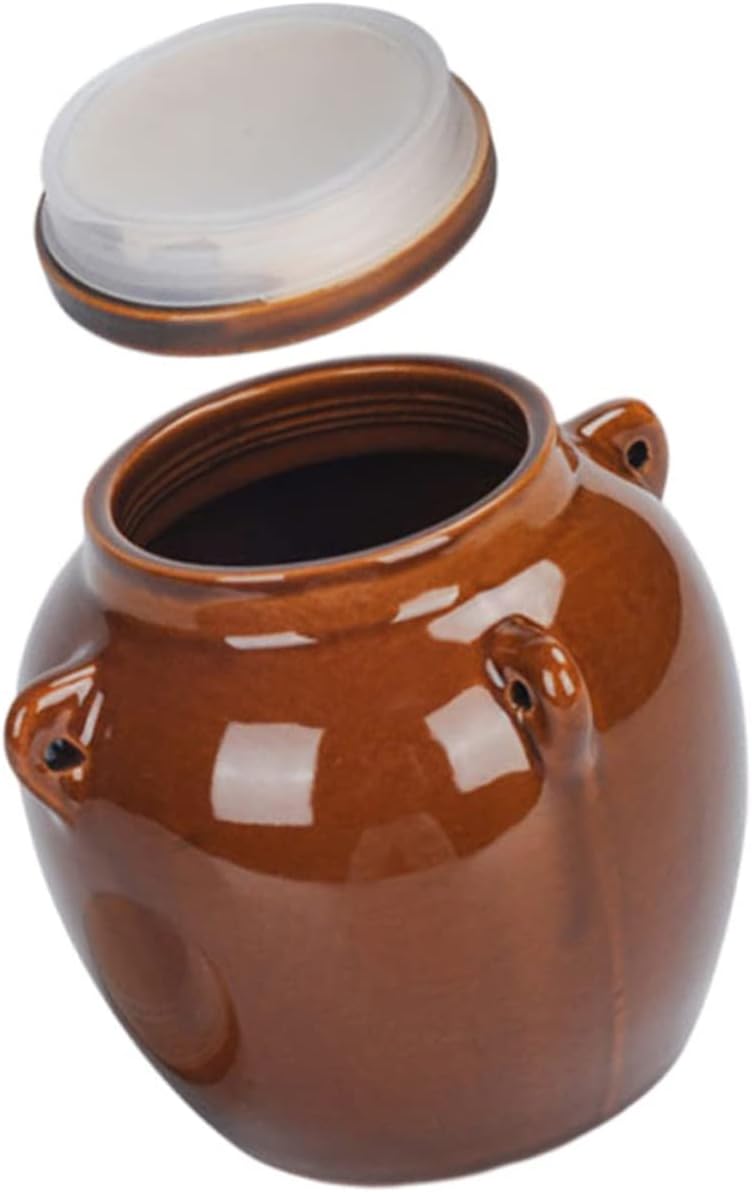 YARNOW Olla de decapado Tarro de cerámica hermético Kimchi coreano Recipientes de comida china con tapa Recipiente pequeño de cerámica Contenedores