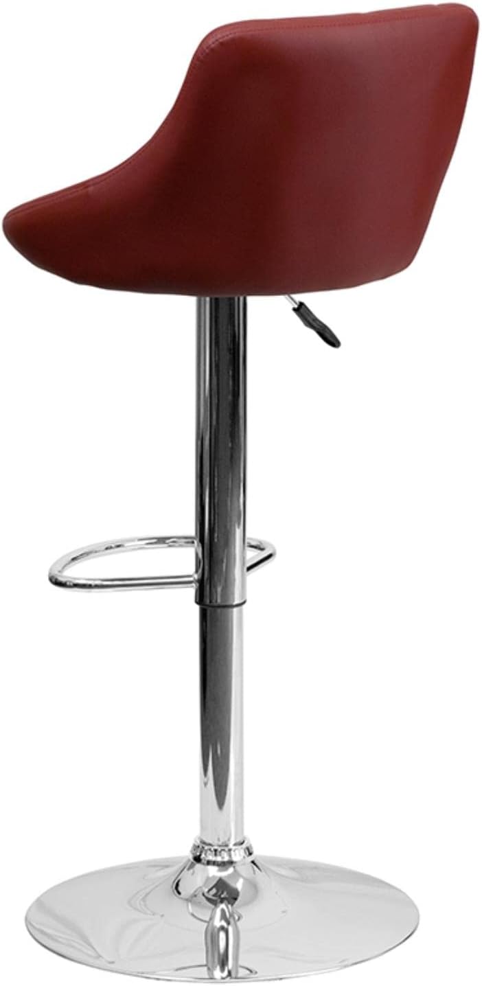 Flash Furniture CH-82028A-BK-GG asiento de vinilo negro de diseño contemporáneo, banqueta alta ajustable con base cromada, Tela, Burgundy