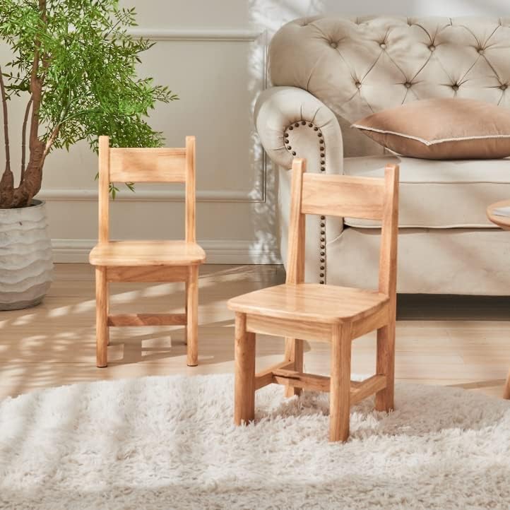 Juego de sillas de madera maciza de madera pura para niños, jardín de infantes y muebles para el hogar de los niños (2 mismas sillas)