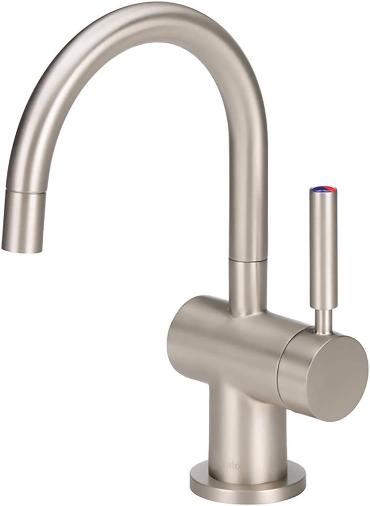 InSinkErator F-HC3300SN – Dispensador instantáneo moderno de agua caliente y fría, solo grifo, níquel satinado y tanque de agua caliente