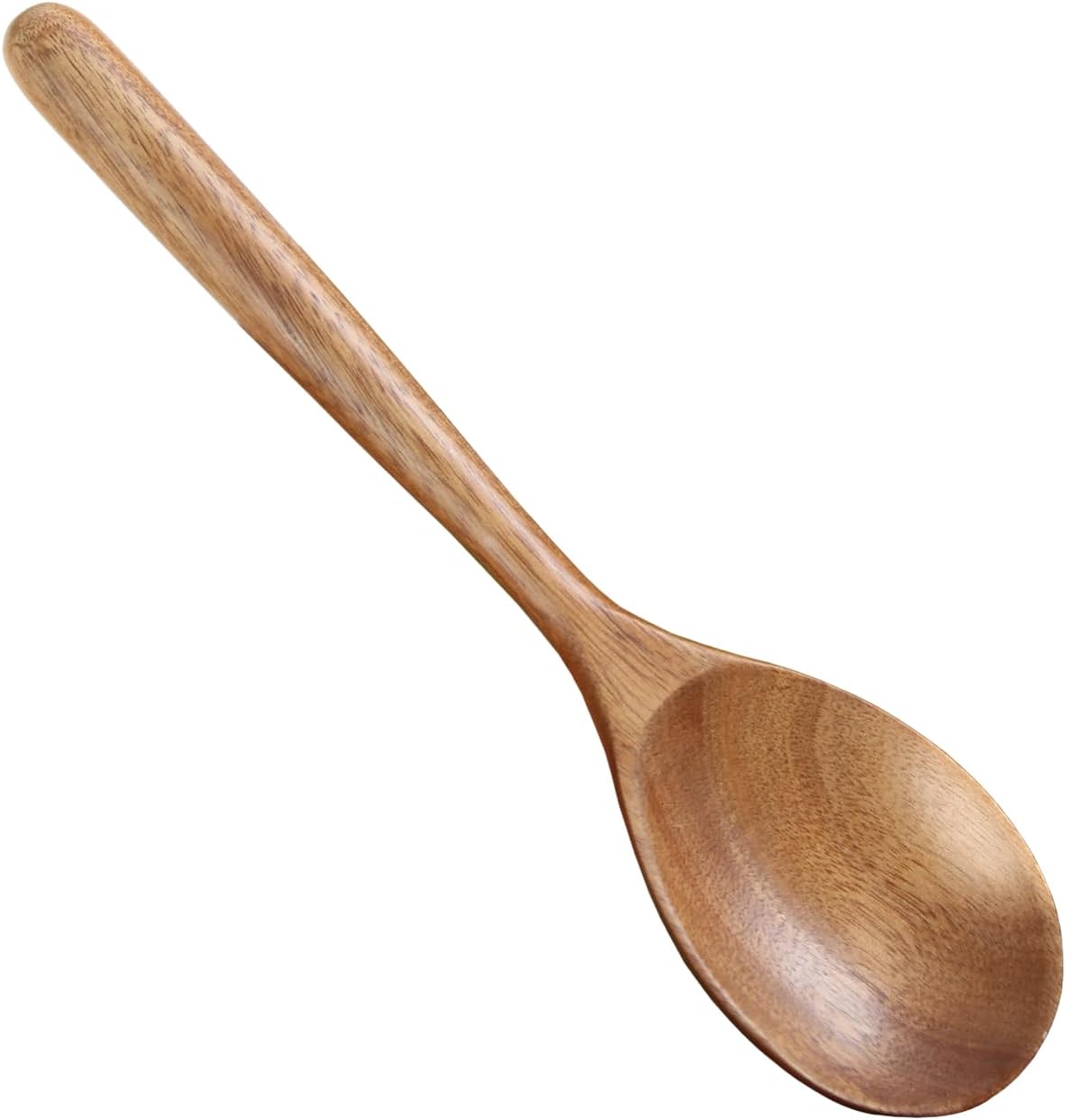 2 cucharas de madera de acacia para cocinar, cucharas de cocina de acabado liso de 12 pulgadas, cucharas de madera de agarre cómodo para cocinar,