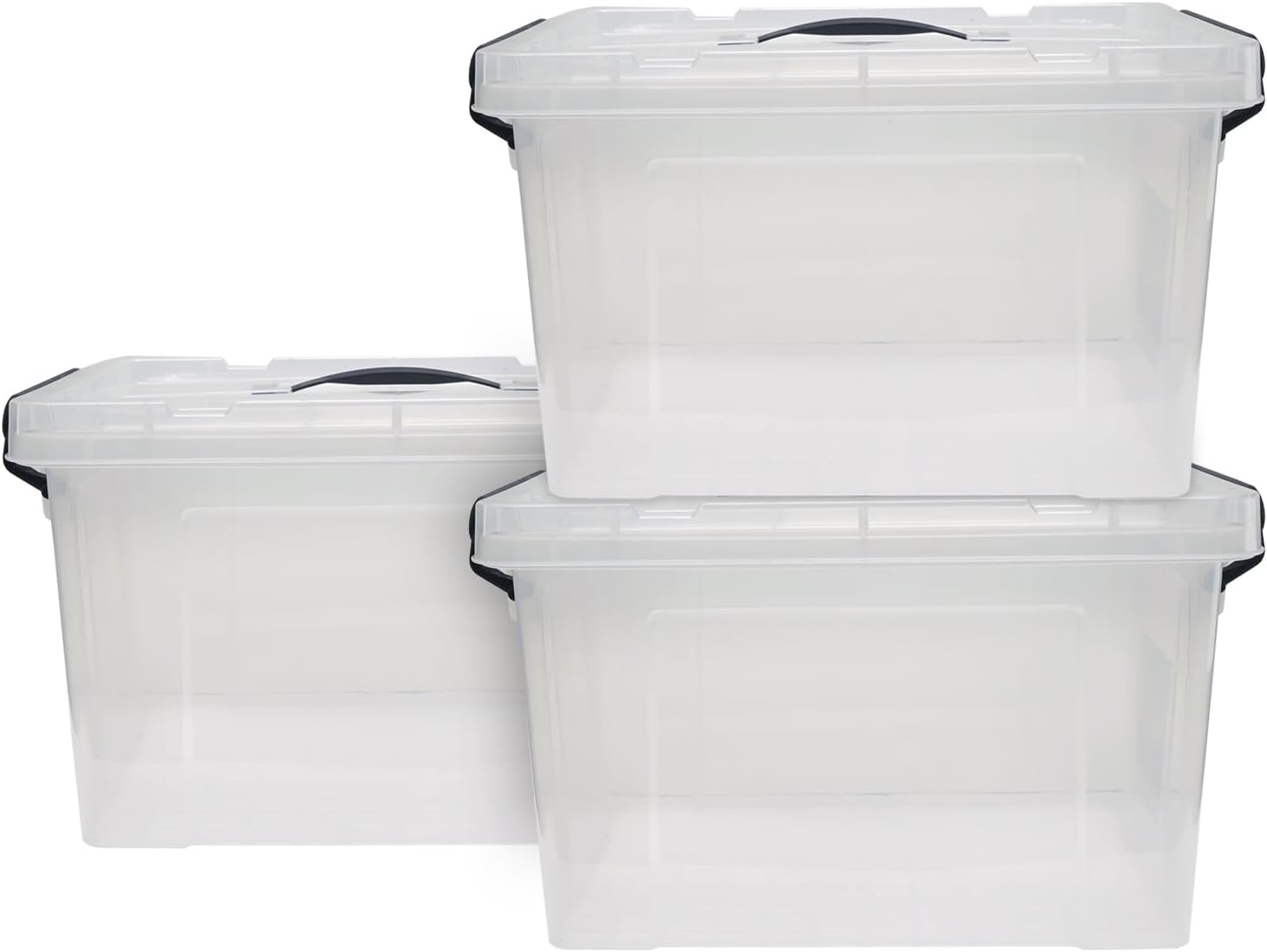 Cajas de almacenamiento transparentes con tapas, contenedores de almacenamiento de plástico prémium con tapas para el hogar, cocina, oficina y