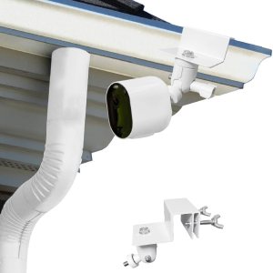 Soporte de canalón libre de óxido para cámara de seguridad y panel solar, sin taladro, soportes de canalón de rosca de 14 pulgadas (1 paquete, Soporte de canalón libre de óxido para cámara de seguridad y panel solar, sin taladro, soportes de canalón de rosca de 14 pulgadas (1 paquete,