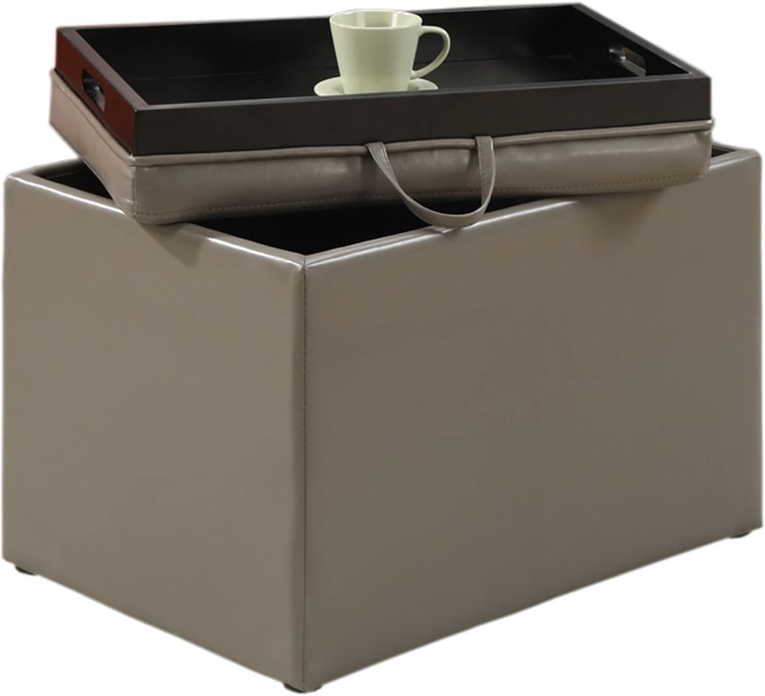 Convenience Concepts 143523 otomana de almacenamiento estilo moderno, Cuero, gris