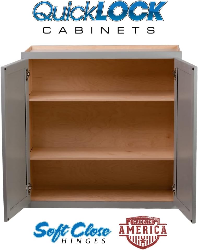 Quicklock RTA – Armarios de cocina de pared de 30 pulgadas de alto (listos para montar), estilo coctelero, 100% madera dura, fabricados en Estados