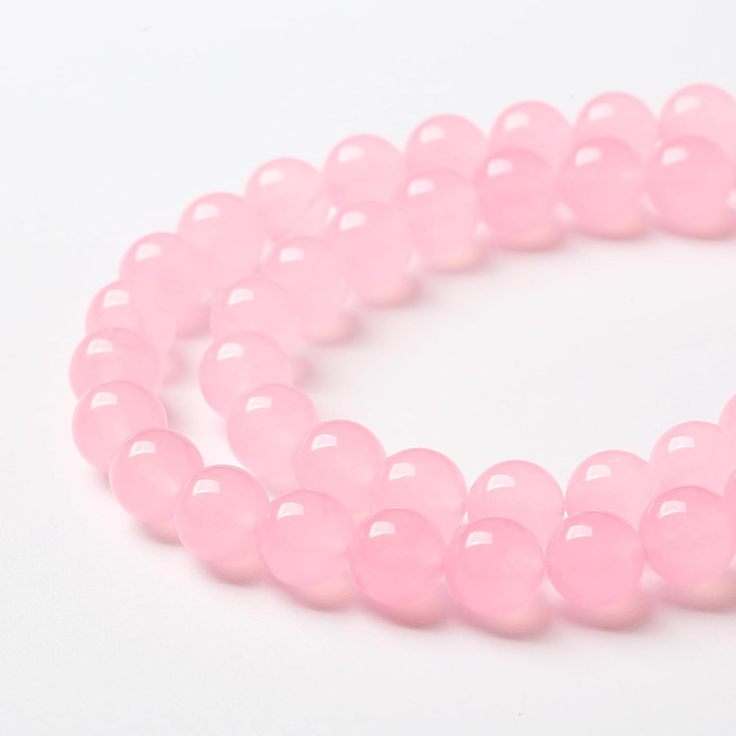 60 cuentas de piedra natural de calcedonia rosa claro para la fabricación de joyas, cuentas de piedra curativa energética, cuentas de piedra para
