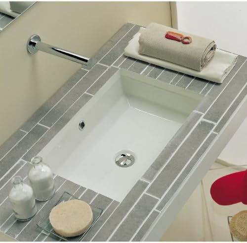 KINGSMAN Rectrangle – Lavabo de baño de cerámica vítrea para empotrar, color blanco puro (22 pulgadas con drenaje emergente)