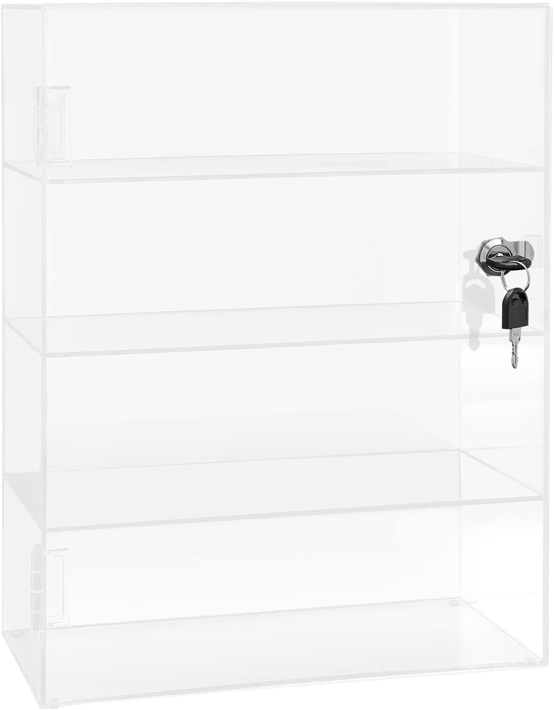 Vitrina de acrílico transparente de 4 capas con cerradura, figura de joyería de acrílico cuboide, vitrina, caja organizadora de encimera, soporte a
