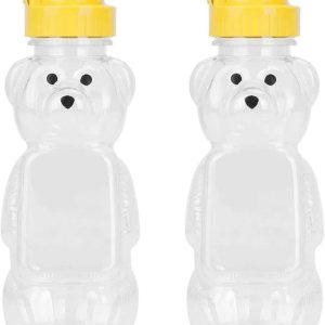 2 frascos de plástico amarillos de 8 onzas para botella de miel de oso, botella vacÃa de miel con tapa abatible para almacenar y dispensar, tapas 2 frascos de plástico amarillos de 8 onzas para botella de miel de oso, botella vacÃa de miel con tapa abatible para almacenar y dispensar, tapas