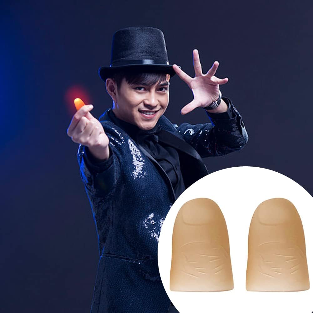 Surakey 2 piezas de luz para el pulgar, puntas de dedo mágico para el pulgar, lámpara LED para los pulgares, luz para fiesta, trucos de escenario