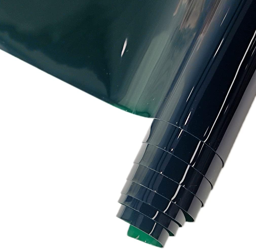 HYANG – Hojas de vinilo holográfico de piel sintética de PVC transparente verde negruzco, 1 rollo de 12 x 47 pulgadas (11.8 in x 47.2 in) para hacer