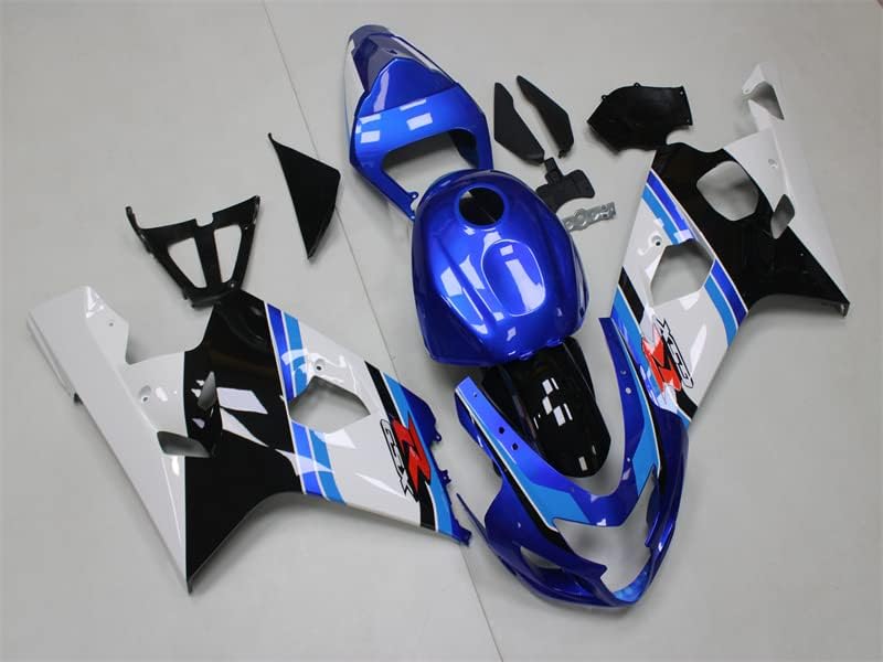 Completo blanco azul negro carenado apto para Suzuki 2004 2005 GSXR 600750 Molde de inyección ABS plástico Carrocería nuevo mercado de accesorios