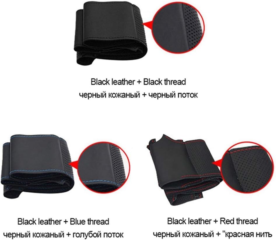 WANGXI Hand-Stitched Car Steering Wheel Cover Wrap Accessories, for SsangYong Korando 2011-2014,Microfiber Leather Protector