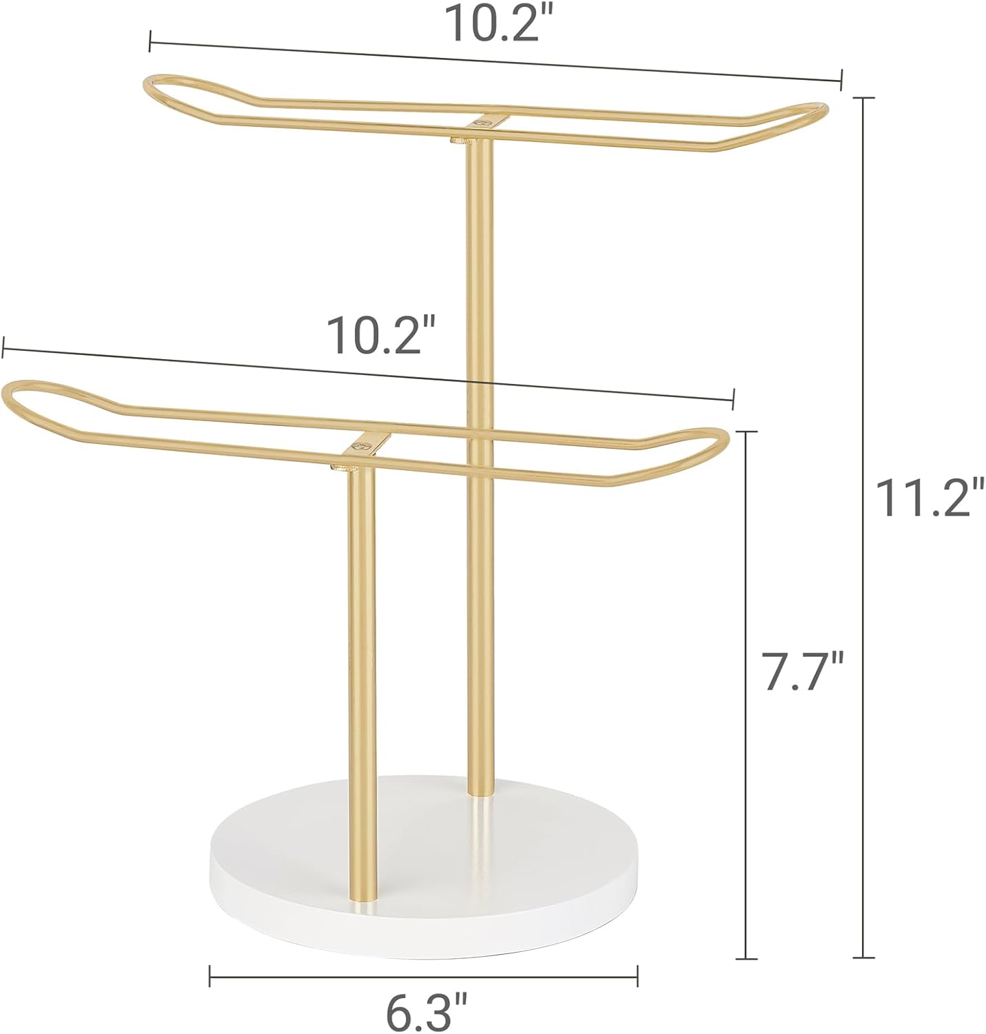 Dahey Organizador de diadema de metal de 2 niveles para el cabello, soporte de exhibición, organizador de diadema, cuerdas para el cabello,