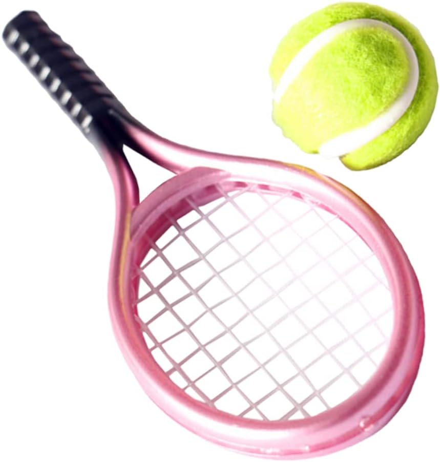 Abaodam 1 juego de raqueta de tenis de tenis en miniatura miniaturas decoración mini raquetas de tenis de plástico modelos de tenis en miniatura,