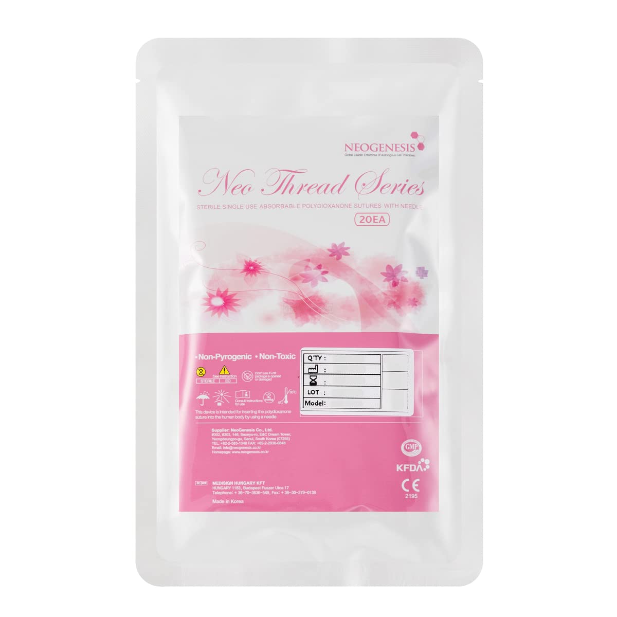 NeoGenesis PDO Twin Multi Hilos para lifting facial y corporal, 20 unidades (27G X 38MM)