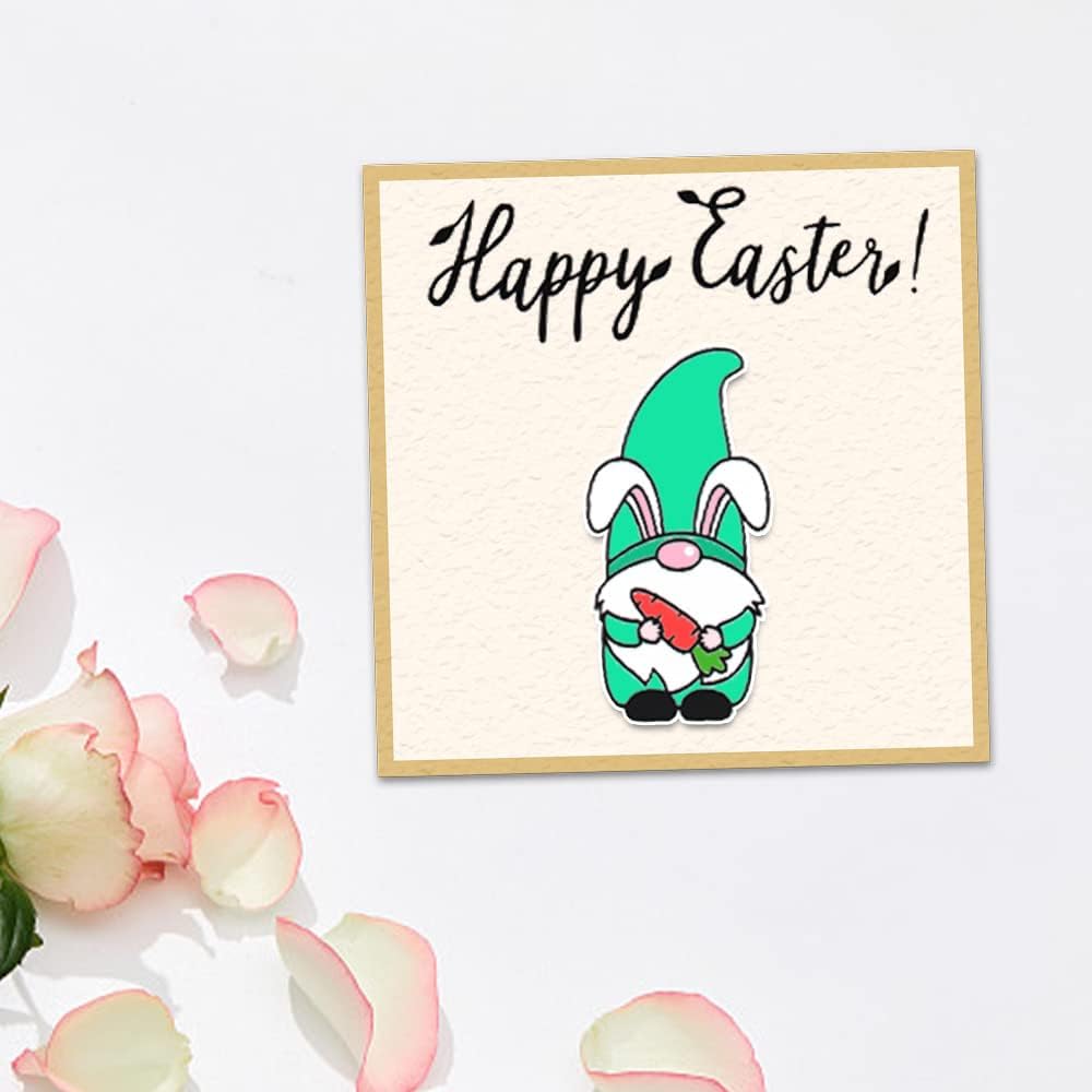 Gnomos de conejo de Pascua, sellos transparentes y troqueles para hacer tarjetas, palabras de Pascua, sellos de goma para conejos, zanahorias,