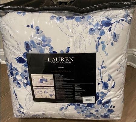 Lauren Ralph Lauren Sandra Blue Floral King – Juego de fundas de edredón de 3 piezas