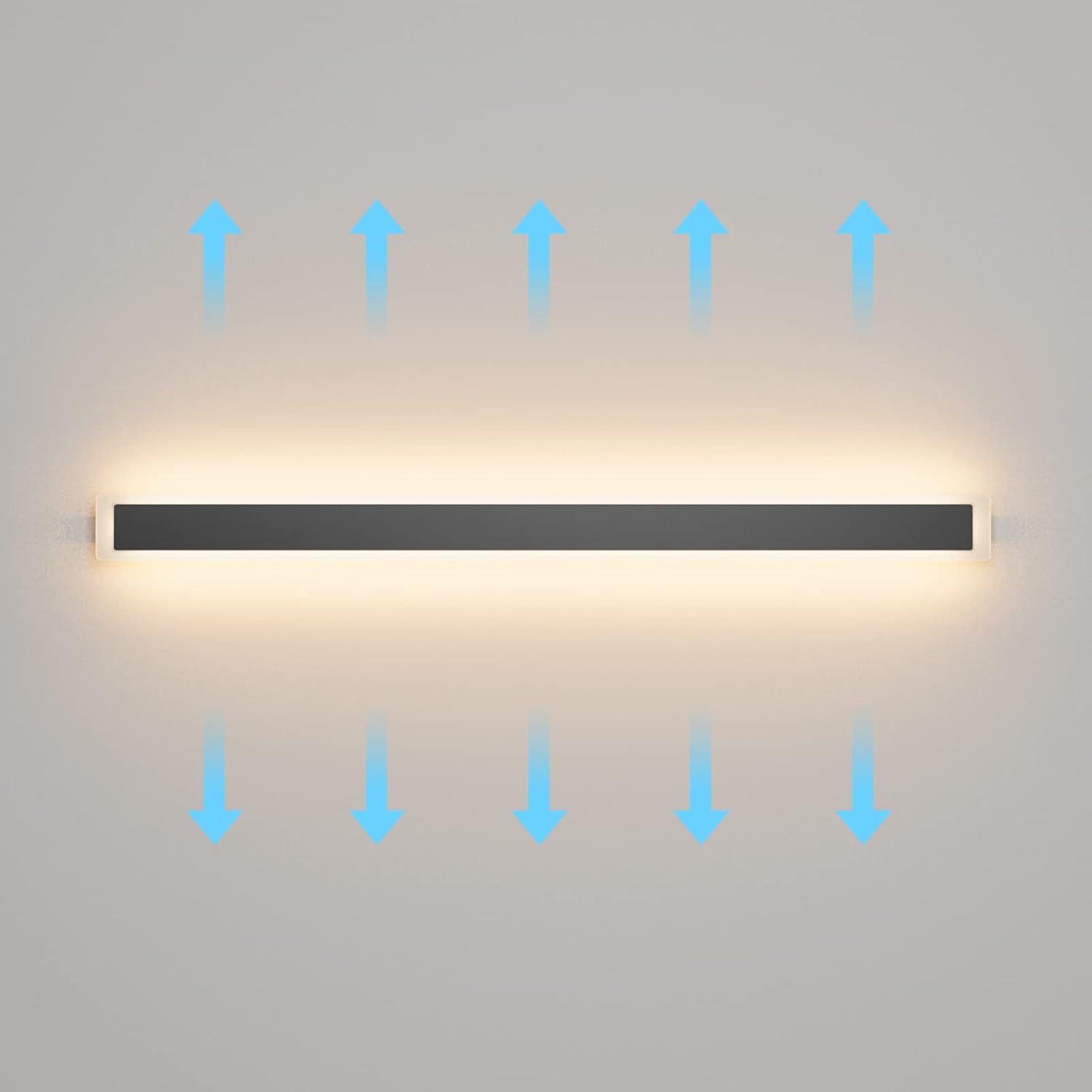 Paquete de 2 luces para exteriores, moderna lámpara de pared para exteriores, tira larga, aplique de pared LED IP65, luz cálida antioxidante, 3000