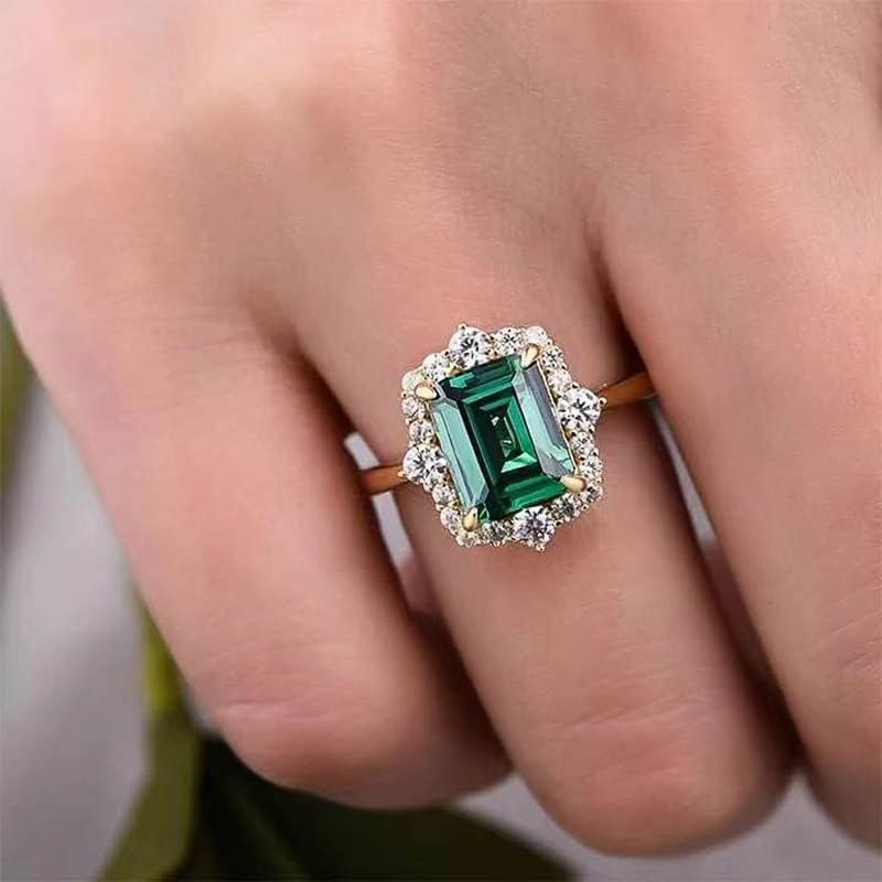 Anillos de plata de ley 925 con circonita cúbica cuadrada y esmeralda brillante para mujeres, hallazgos de joyería, pendientes, Plata de ley 925,