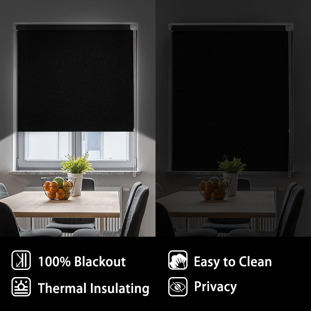 LUCKUP Persianas enrollables 100 % opacas, con tela impermeable, aislamiento térmico, protección UV para dormitorios, sala de estar, baño, oficina,