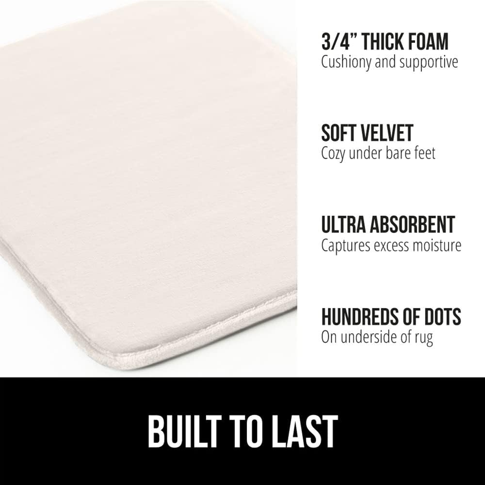 Gorilla Grip – Tapetes de baño gruesos de espuma viscoelástica, terciopelo suave y absorbente, puntos duraderos en la parte inferior, lavables a