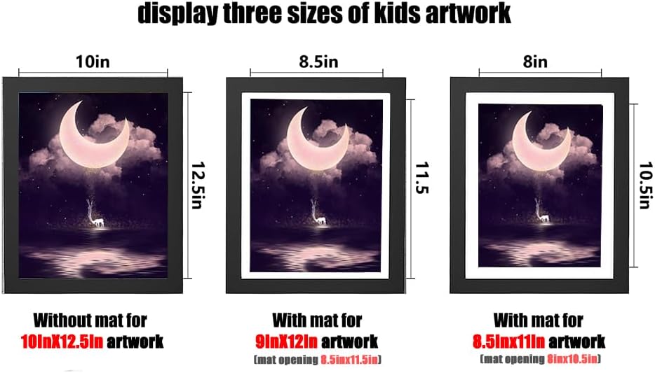 LNDMYM Marcos de arte para niños de 10 x 12.5 pulgadas, pantalla intercambiable, proyectos de arte para niños, marco de arte para niños, marco de