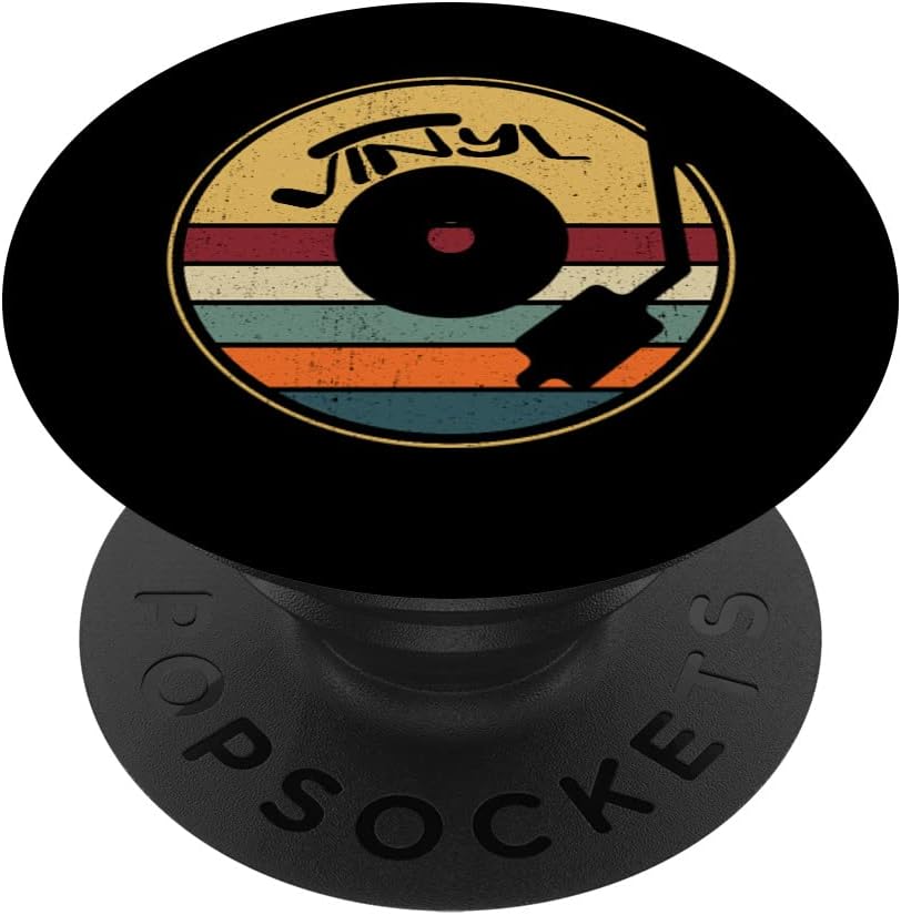 Regalos de vinilo retro  Vinilos vintage PopSockets agarre y soporte para teléfonos y tabletas, Negro