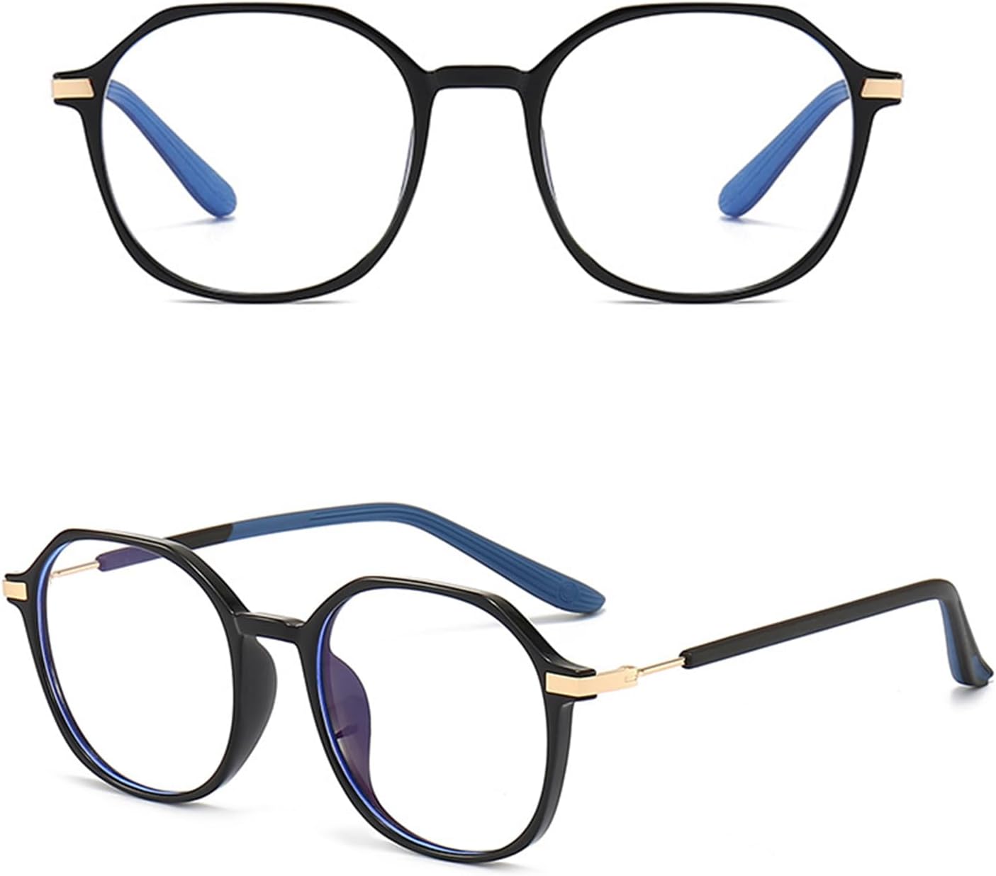 WMAO Lentes de bloqueo de luz azul, de gran tamaño, retro de los años 60, antifatiga ocular y protección UV, montura TR90