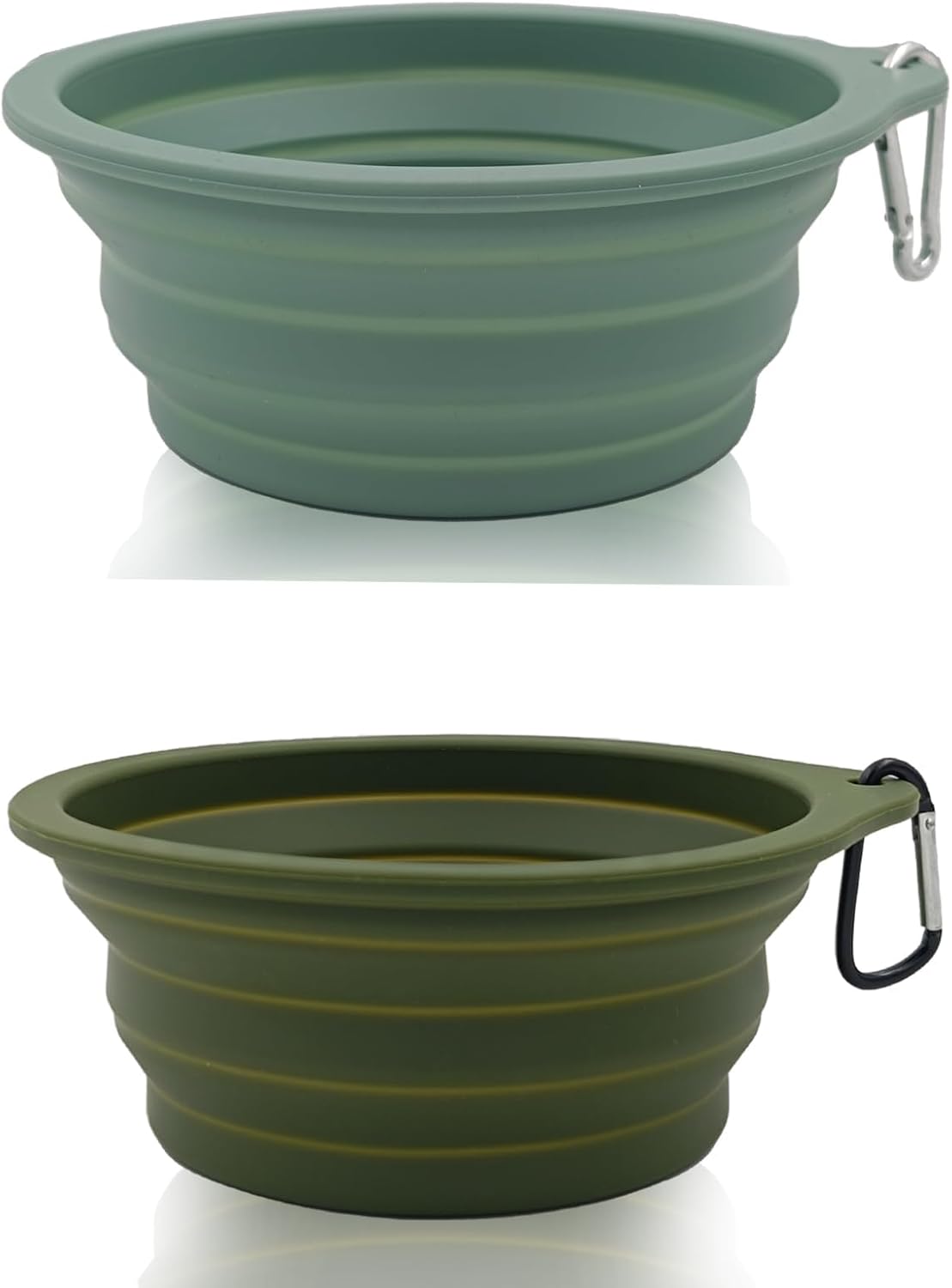 Paquete de 2 cuencos plegables de viaje para perros (21 onzas20.3 fl oz), moldeado integrado de silicona de grado alimenticio 100% sin borde de