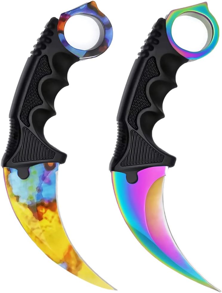 ZLIXING KARAMBIT – Cuchillo de campamento de hoja fija con funda para hombre, herramienta EDC para caza, supervivencia al aire libre, senderismo