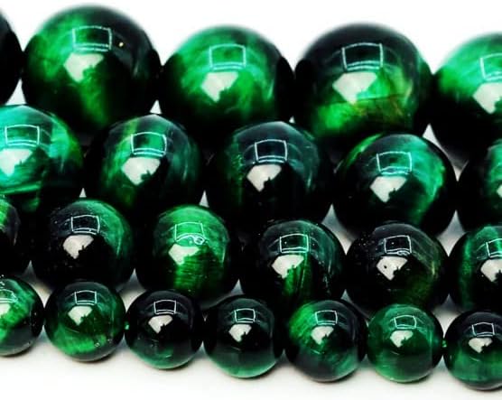 Zenkeeper 116 cuentas de ojos de tigre verdes para hacer joyas de 0.236 pulgadas (0.236 in), piedras preciosas sueltas para hacer pulseras