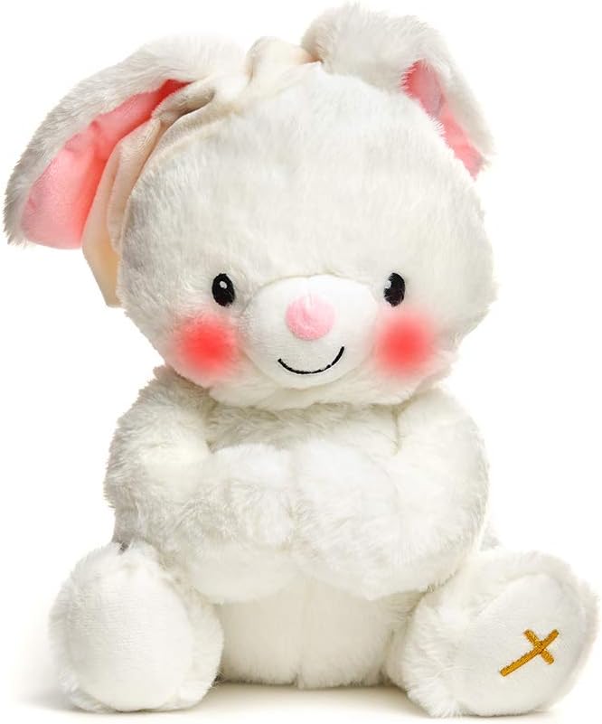 Cuddle Barn – Paws for Prayer Bunny  Juguete de peluche animado que reza se ilumina y canta esta pequeña luz mía, 10 pulgadas