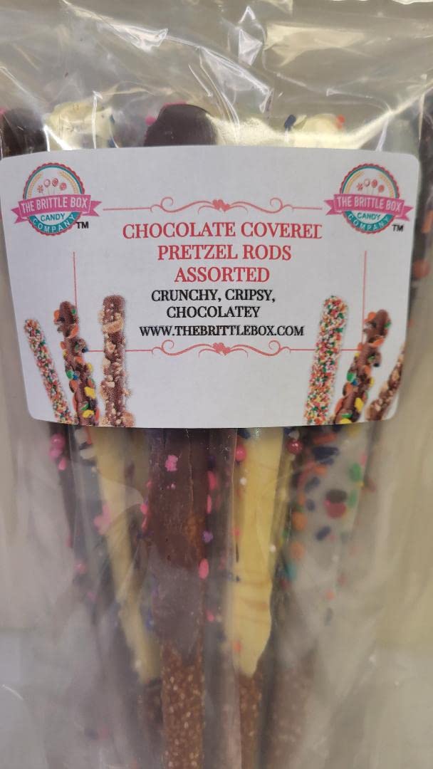 Cañas de pretzel cubiertas de chocolate y chocolate blanco con coberturas surtidas 16 piezas