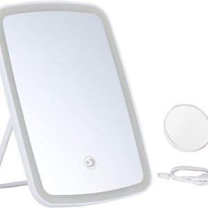 YESBAY Espejo de maquillaje LED con 3 modos de luz, espejo de maquillaje portátil de viaje, espejo cosmético personal, plegable, cuadrado, YESBAY Espejo de maquillaje LED con 3 modos de luz, espejo de maquillaje portátil de viaje, espejo cosmético personal, plegable, cuadrado,