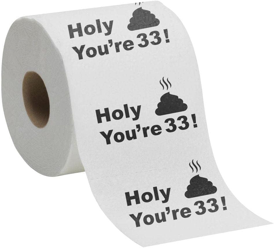 Papel higiénico para decoración de cumpleaños número 33 para hombres y mujeres, diseño divertido, gran regalo gracioso, ecológico, ultrasuave y