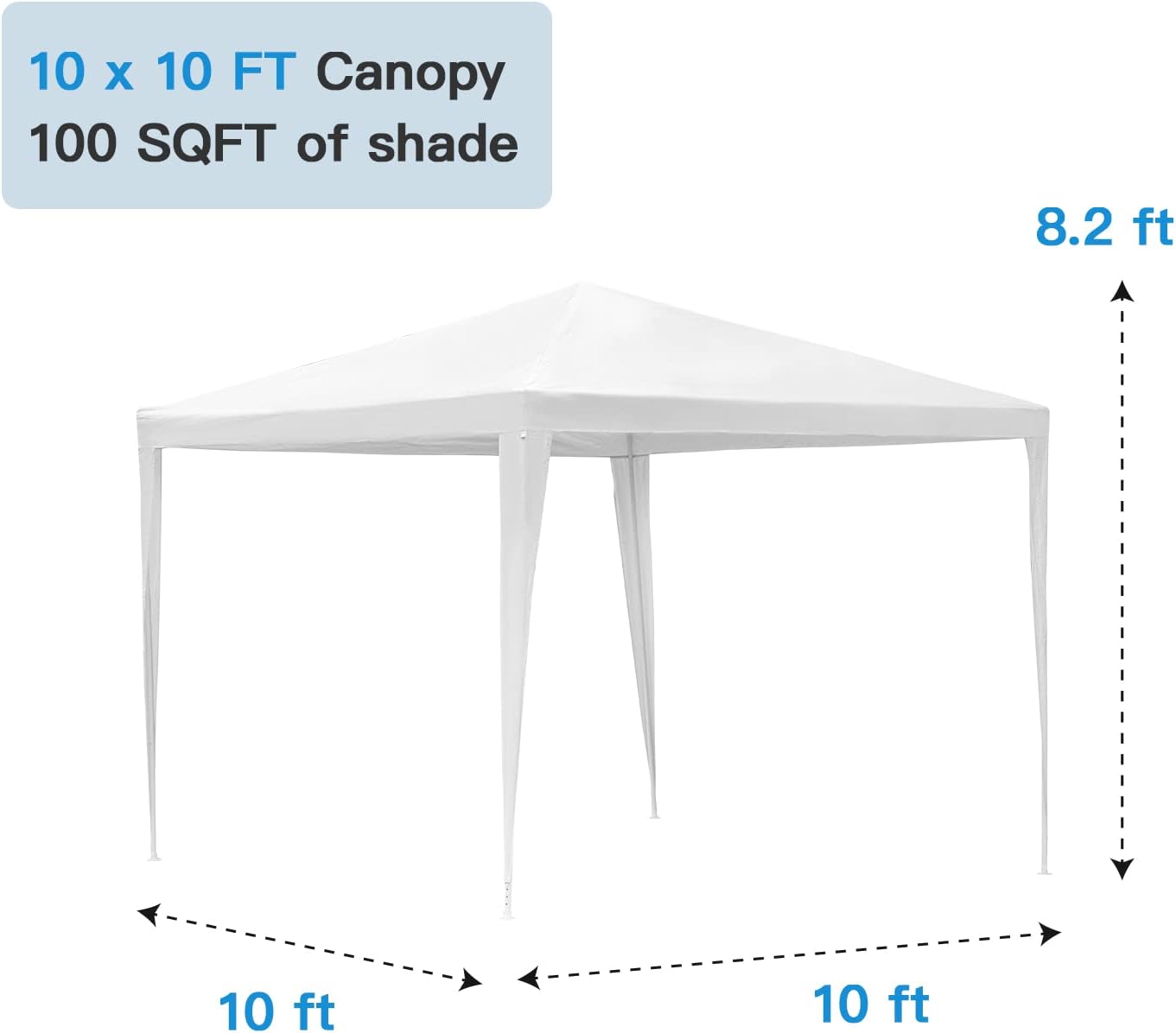 Toldo impermeable para exteriores, 10 x 10 pies, carpa para fiesta, boda, carpa para bodas, color blanco