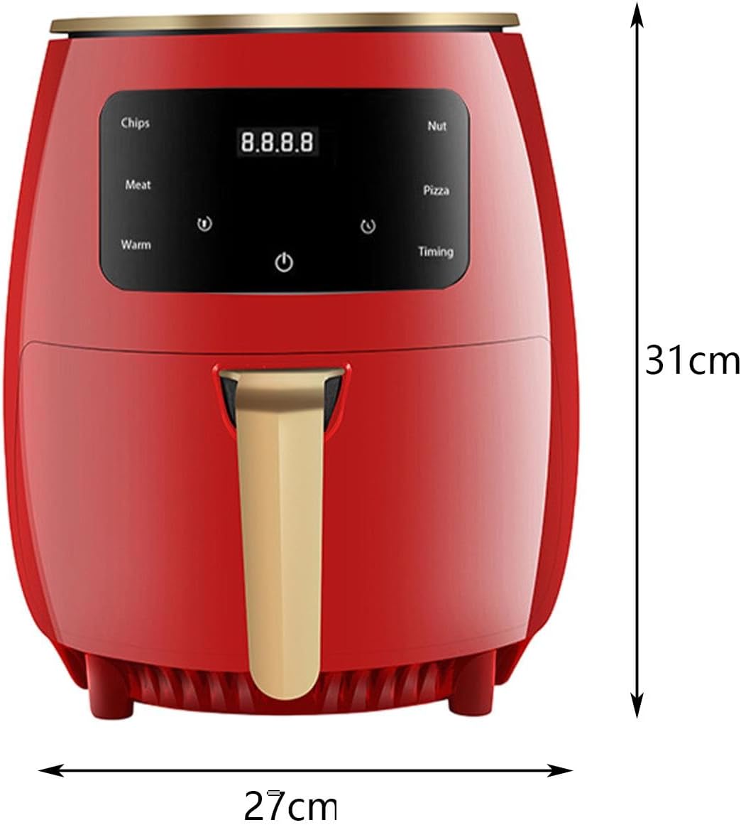 Freidora de aire portátil de 1400 W, 4.5 L, mango antideslizante, comidas rápidas y fáciles de leer, cesta de freír compacta antiadherente para