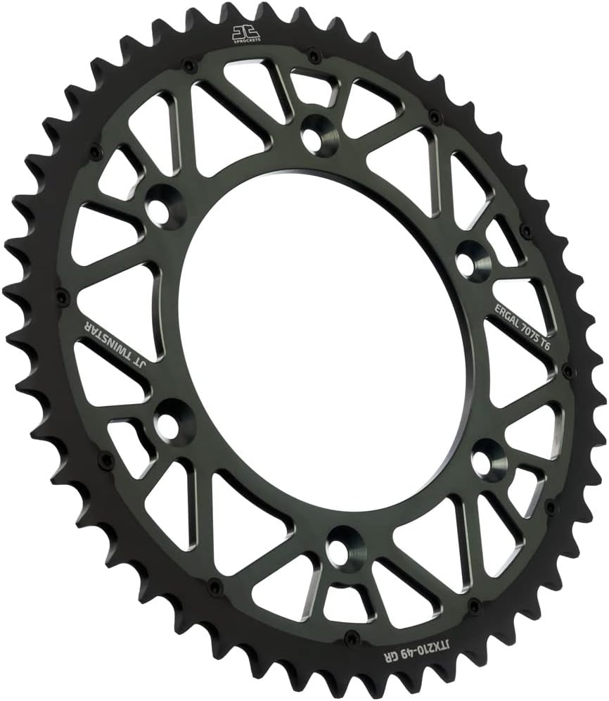 JT Sprockets JTX210.49GR – Piñón trasero híbrido de acero doble de 49 dientes, color gris