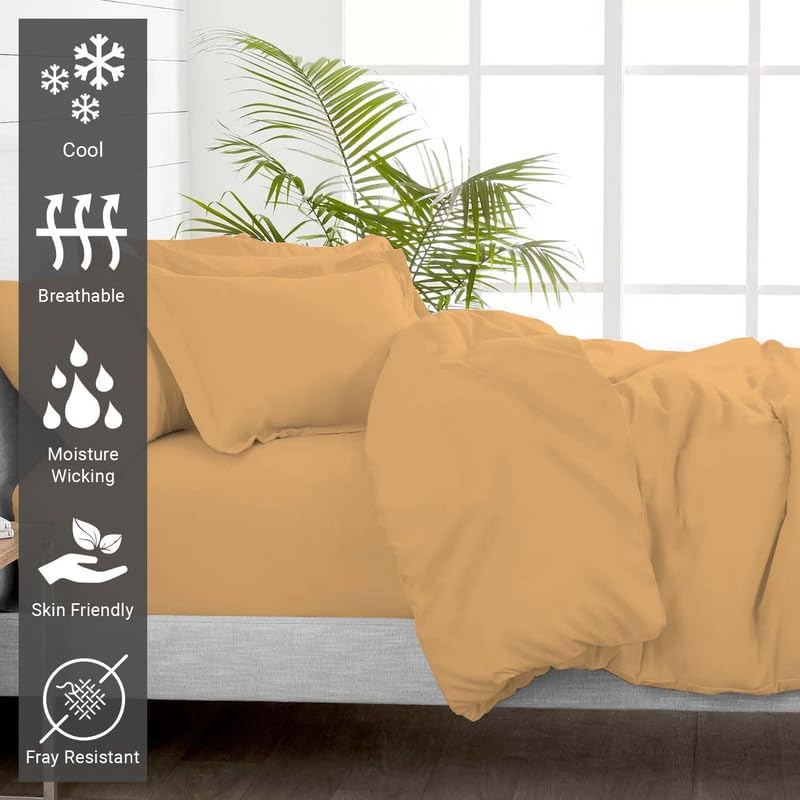 Pizuna – Ropa de cama de 100% satén de algodón de fibra larga de 400 hilos (juegos de sábanas y juego de fundas)
