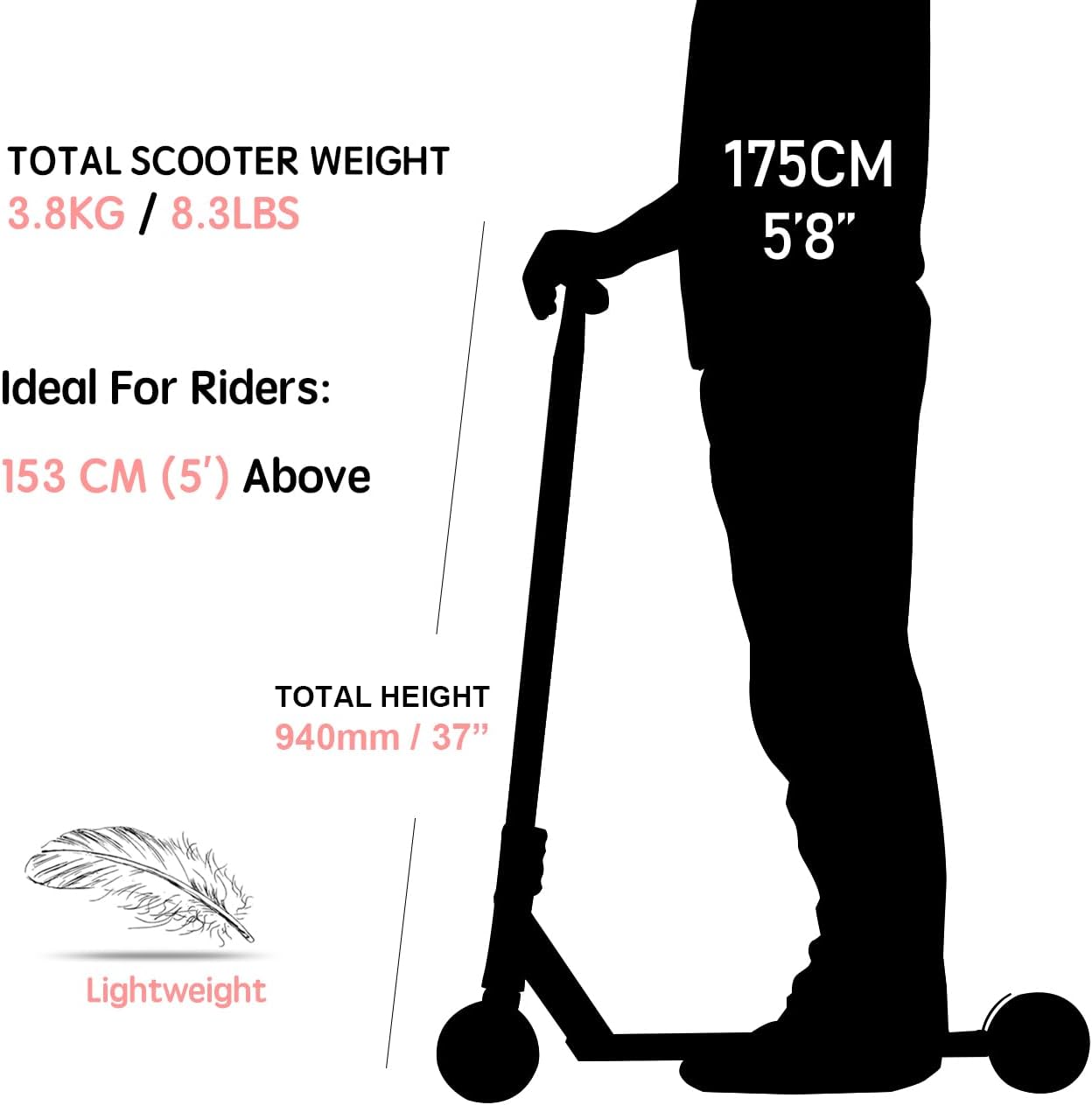 Limit LMT71AZ Pro Street Scooters con extremos en caja, el mejor scooter de acrobacias BMX de estilo libre, perfecto para adultos altos y
