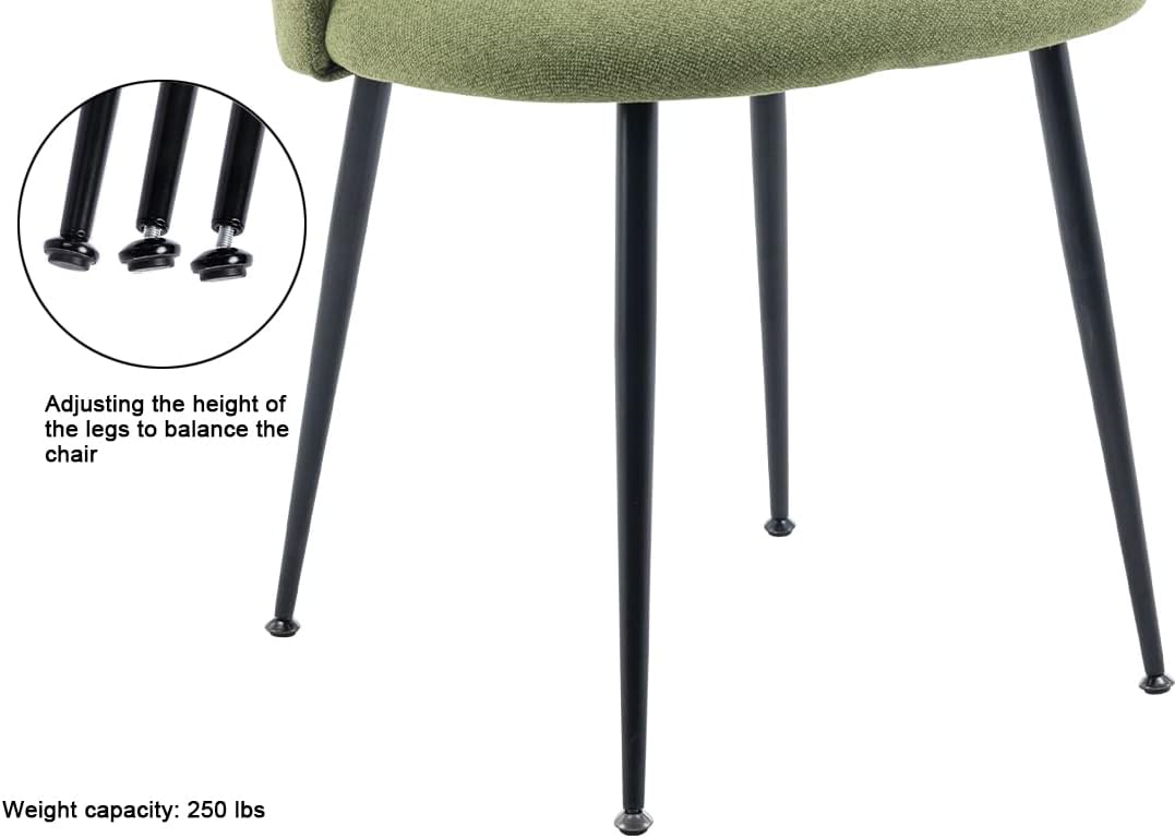 Guyou Juego de 2 sillas de comedor tapizadas de tela, sillas laterales modernas con respaldo redondo, sillas decorativas modernas con patas de metal